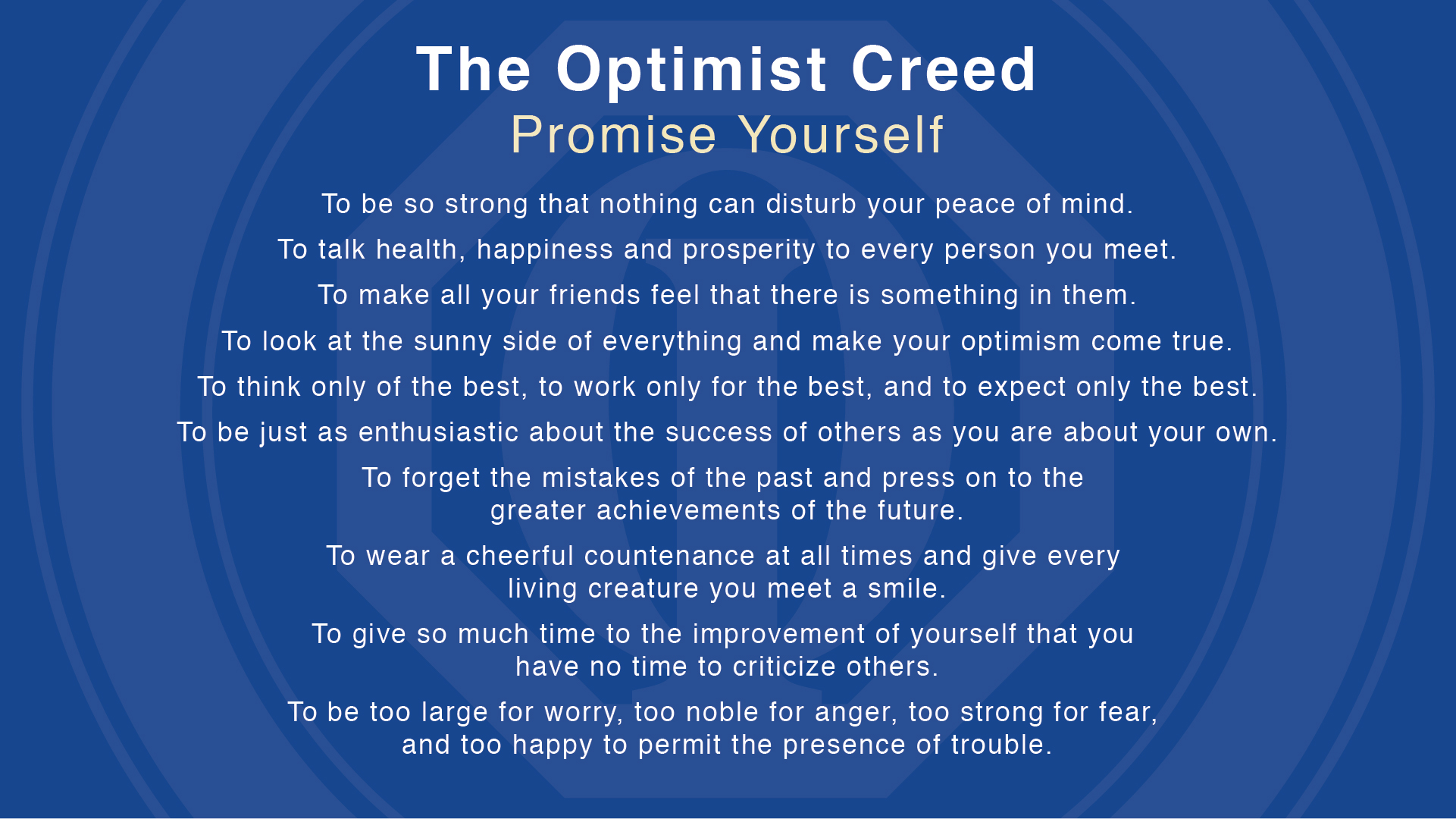 The Optimist Creed